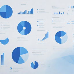 A professional cover photo featuring complex data visualizations; bar graphs, pie charts, and abstract patterns of numbers. Infused with hues of blue and white, representative of LinkedIn's colour scheme. Include elements of intelligence, analysis and coding.