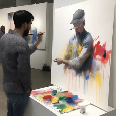 The artist decided to create an impromptu painting on the spot during the exhibition.
