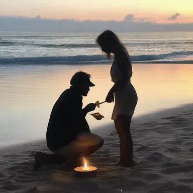 He surprised his partner with an impromptu candlelit dinner on the beach.