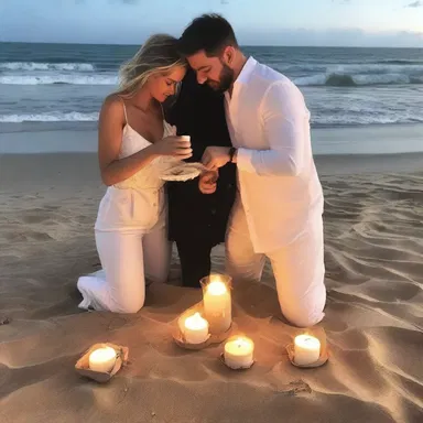 He surprised his partner with an impromptu candlelit dinner on the beach.