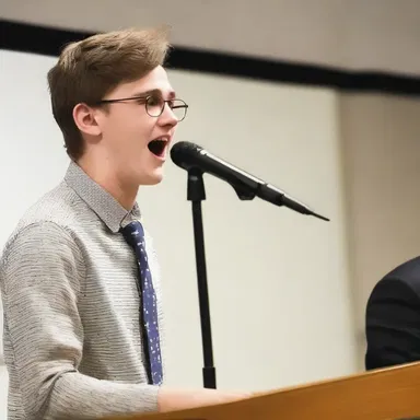 At the end of his impromptu speech, the student added a funny joke to entertain the audience.