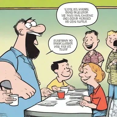 In the comic strip, the character suddenly burst into an impromptu song, surprising everyone around.