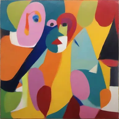 The artist's painting had a campy feel, with vibrant colors and playful subject matter.