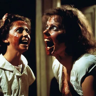 The horror movie used campy elements, with cheesy special effects and exaggerated acting.