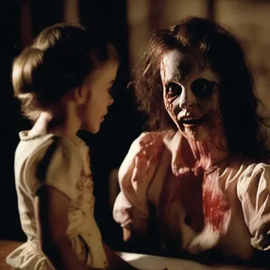 The horror movie used campy elements, with cheesy special effects and exaggerated acting.