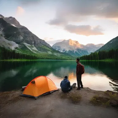 As the sun set behind the mountains, the couple decided to spend the night at a cozy camp by the lake.