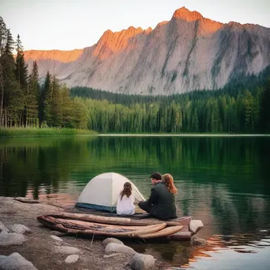 As the sun set behind the mountains, the couple decided to spend the night at a cozy camp by the lake.