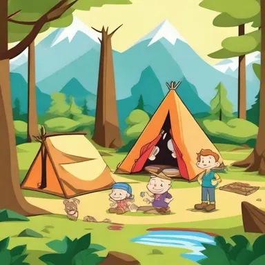 In the cartoon show, the characters set up a camp in the wilderness to go on various adventures.