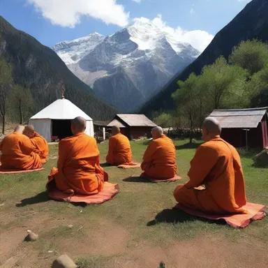 The monks lived in a remote camp deep in the mountains, devoting their lives to prayer and meditation.