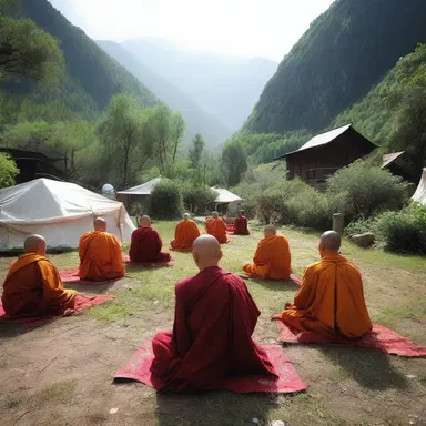 The monks lived in a remote camp deep in the mountains, devoting their lives to prayer and meditation.