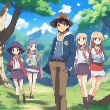 In the fantasy world of the anime series, the protagonist attends a magical camp where aspiring wizards train their skills.