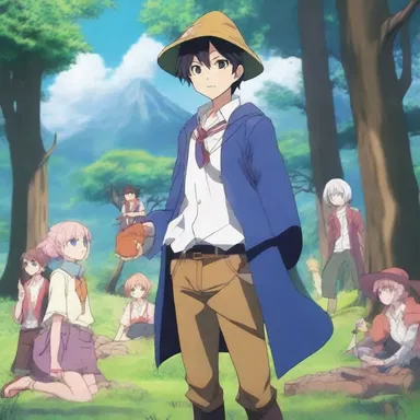 In the fantasy world of the anime series, the protagonist attends a magical camp where aspiring wizards train their skills.
