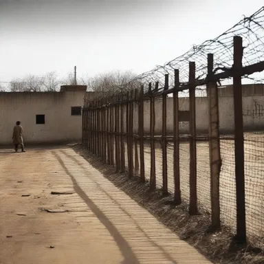 The novel is set in a prison camp during the war, portraying the struggles and resilience of the prisoners.