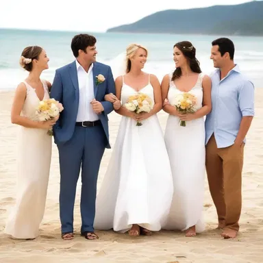 In the romantic comedy movie, a camp of friends organize a surprise wedding for their best friend on a beautiful beach.