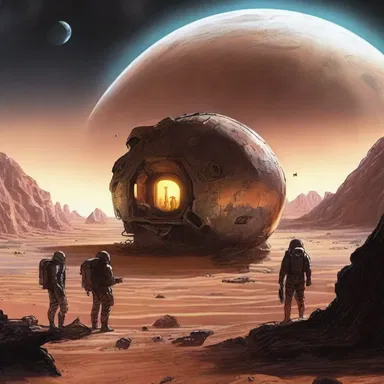 In the science fiction novel, the characters camped on a distant planet while waiting for rescue.