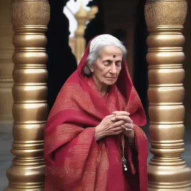 During her religious pilgrimage, the woman experienced pensiveness as she reflected deeply on her faith and sought answers to her spiritual questions.