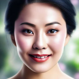 A high-quality digital art image showcasing an attractive Asian woman