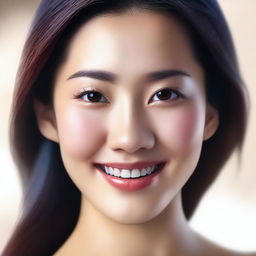 A high-quality digital art image showcasing an attractive Asian woman