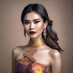 A high-resolution photograph featuring a Thai model