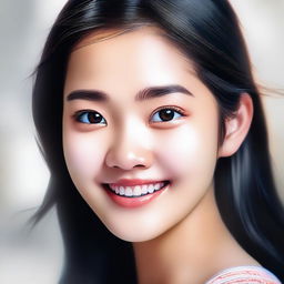 A high-quality digital art piece featuring a beautiful Asian girl