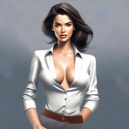 A high-quality digital art image featuring a confident and attractive woman