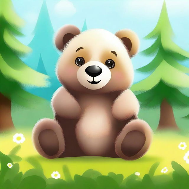 A high-quality digital art image featuring a cute bear