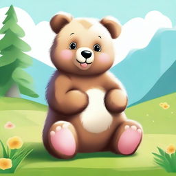 A high-quality digital art image featuring a cute bear