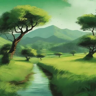 The author beautifully and wonderfully described the lush green landscapes of the fictional world in his novel.