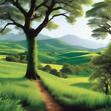 The author beautifully and wonderfully described the lush green landscapes of the fictional world in his novel.