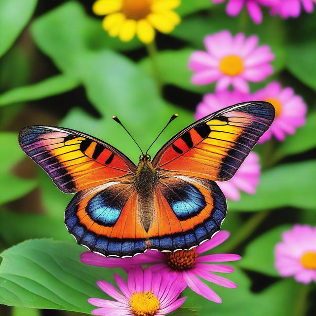 A stunning high-quality photograph showcasing a real butterfly in its natural surroundings