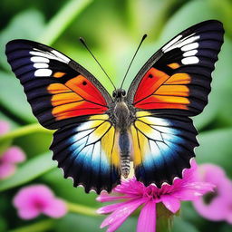 A stunning high-quality photograph showcasing a real butterfly in its natural surroundings