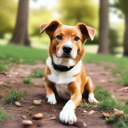 A captivating high-quality photograph featuring a real dog in a natural setting