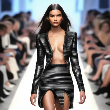 The model made a dramatic entry onto the runway, capturing everyone's attention with her unique style and confident walk.