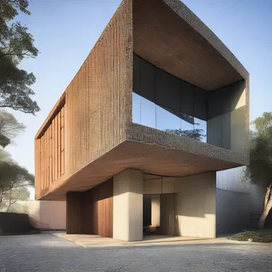 The modern building was designed unambiguously, making it stand out from the surrounding traditional structures.
