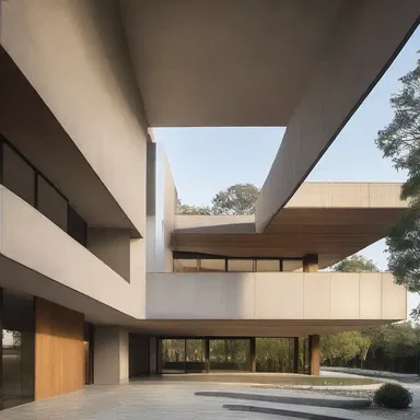 The modern building was designed unambiguously, making it stand out from the surrounding traditional structures.