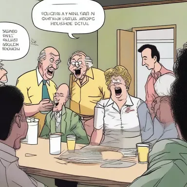 The punchline of the joke was delivered unambiguously, leaving the whole room erupting in laughter.