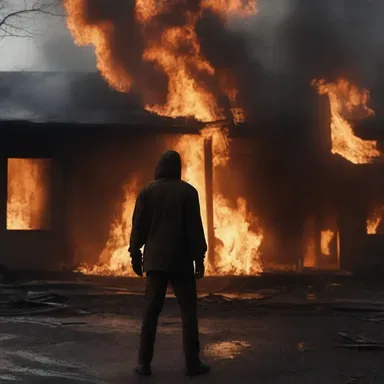 The horror movie showcased a chilling scene of incendiarism, with the deranged killer setting the entire house ablaze.