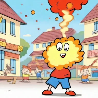 In the cartoon episode, the mischievous character accidentally starts an incendiarism incident while playing with firecrackers.