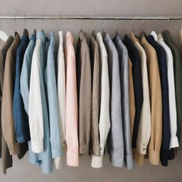 A collection of fashionable, trendy clothes displayed neatly on a rack