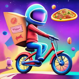 A high-quality digital art image showcasing a futuristic pizza delivery service