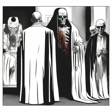 In the horror film, the antagonist uses establishmentarianism to manipulate and control the innocent characters.