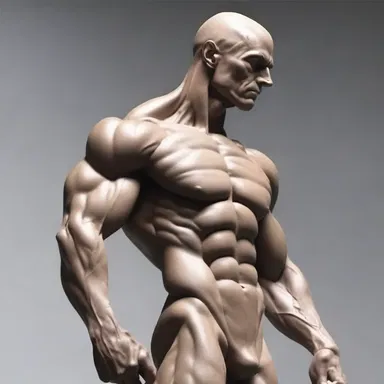 The sculpture beautifully portrayed the perfect muscle tone of the human body.