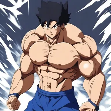The anime character's muscle tone highlighted their strength and power during intense battles.
