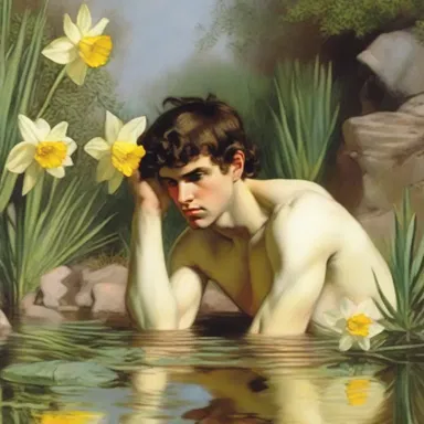 In Greek mythology, Narcissus is often portrayed as an introspective character obsessed with his own beauty.
