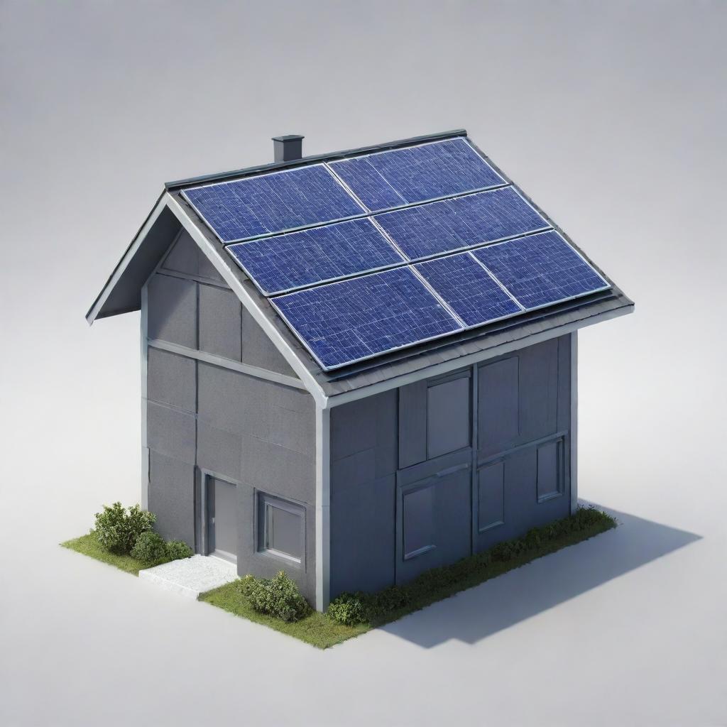 A detailed logo showcasing a house constructed from brilliantly gleaming solar panels.