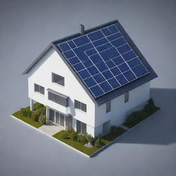 A detailed logo showcasing a house constructed from brilliantly gleaming solar panels.