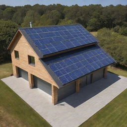 A detailed logo showcasing a house constructed from brilliantly gleaming solar panels.