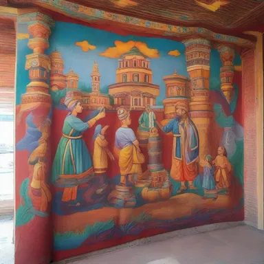 The artist fancified the historical mural by using vibrant colors and intricate details to bring the past to life.