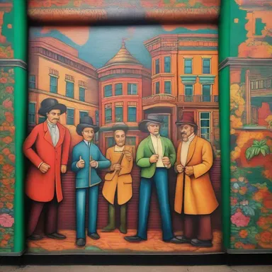 The artist fancified the historical mural by using vibrant colors and intricate details to bring the past to life.