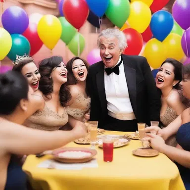 To lighten the mood at the party, he fancified his joke by adding humorous twists and turns that had everyone in stitches.